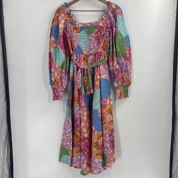 Spell Freda Shirred Midi Dress in Lolly Size, New S - Picture 3 of 7